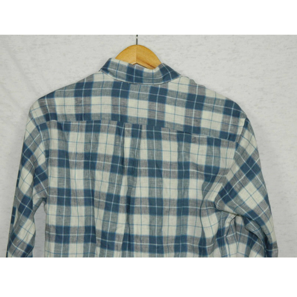 Brooks Brothers Men's Shirt Small Blue White Plaid Irish Linen Madison Style - Picture 4 of 8